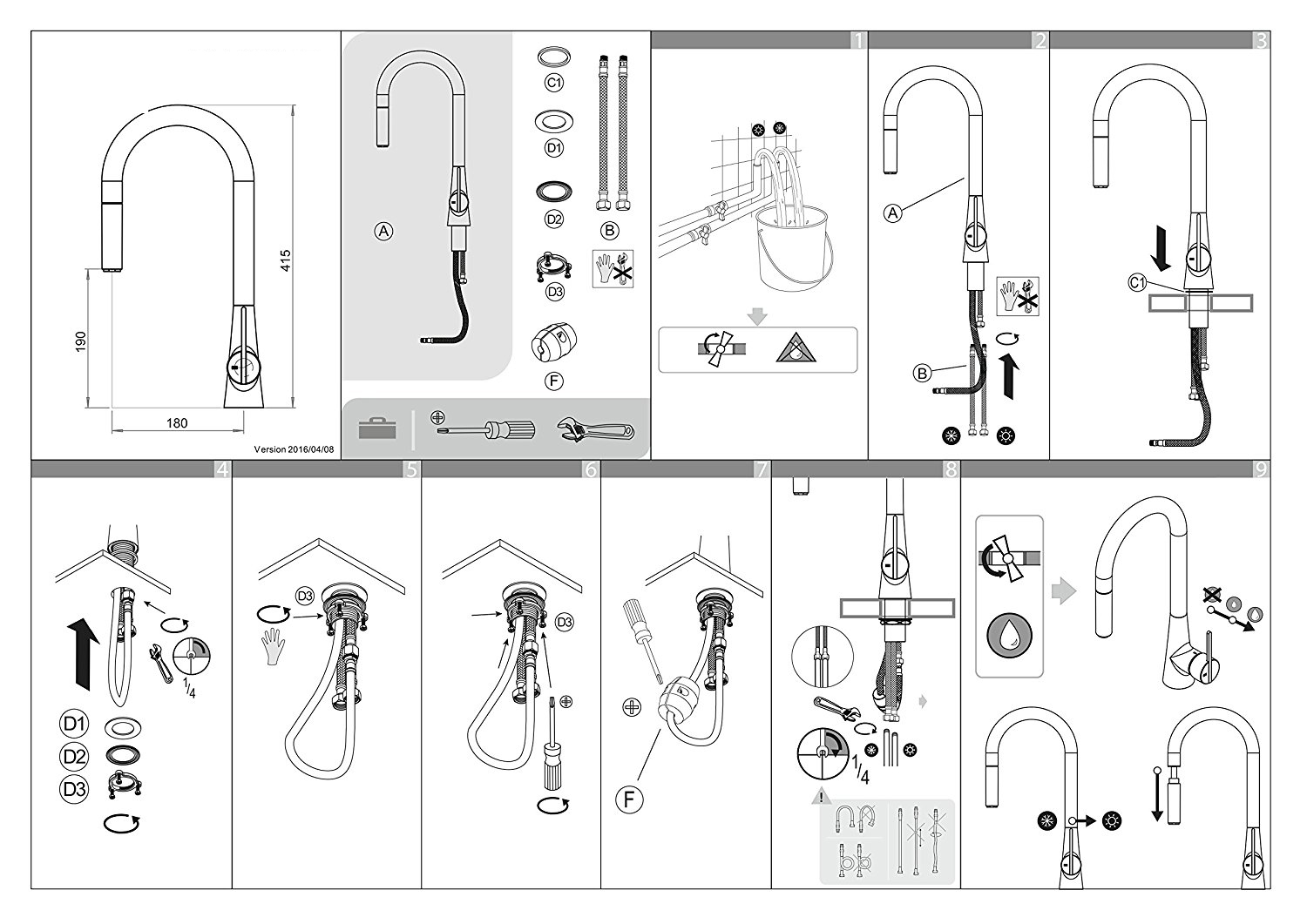 rome single handle kitchen sink faucet